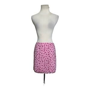 Miss Selfridge pink floral pull on mini skirt size 6